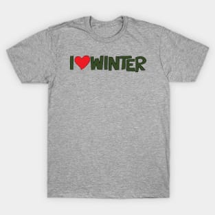 I Heart Winter Illustrated Text with a heart T-Shirt